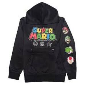 Nintendo Super Mario Black Hoodie top Youth Size S Boys *